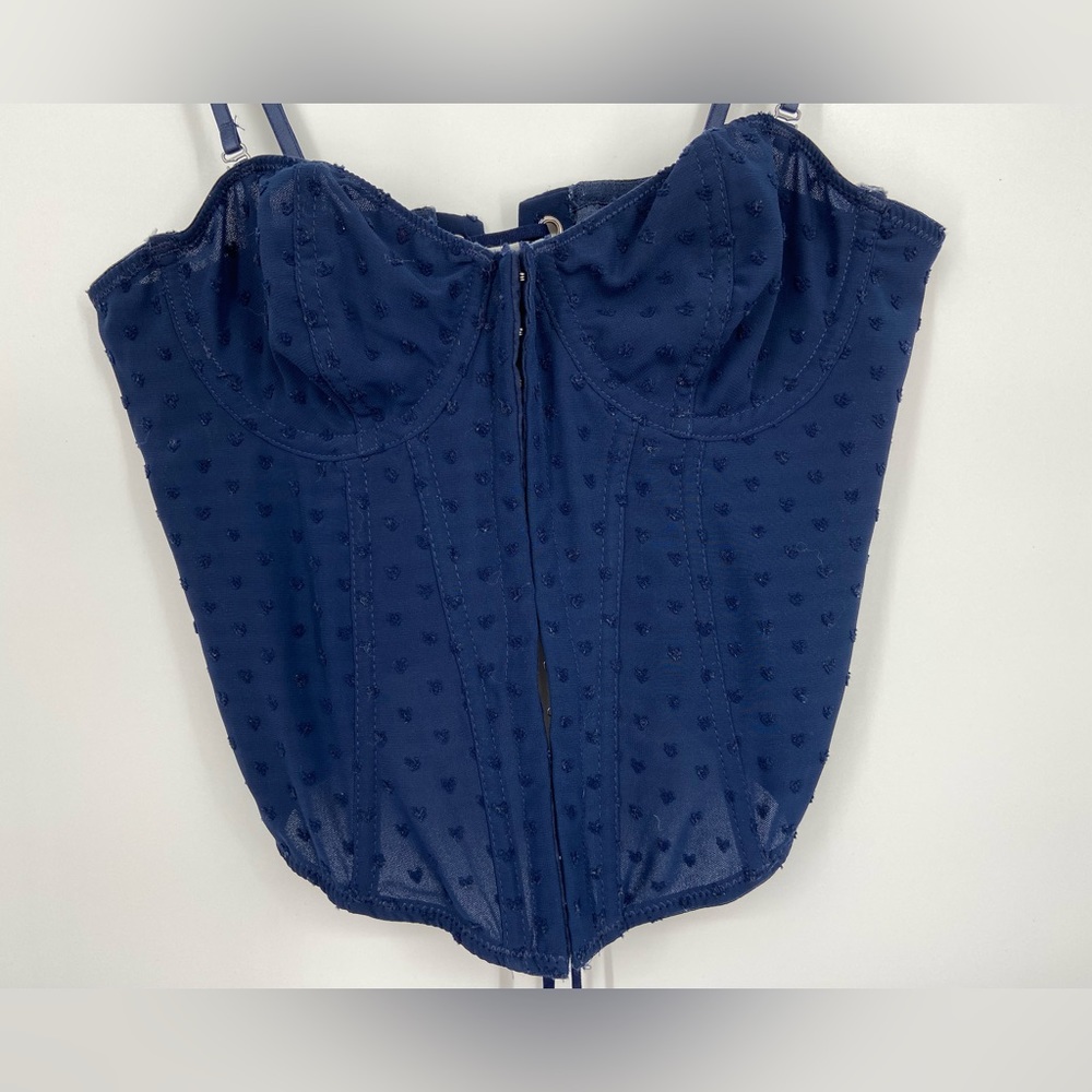 Urban Outfitters, Out From Under Ribbed, baby doll heart print Corset top. SZ M